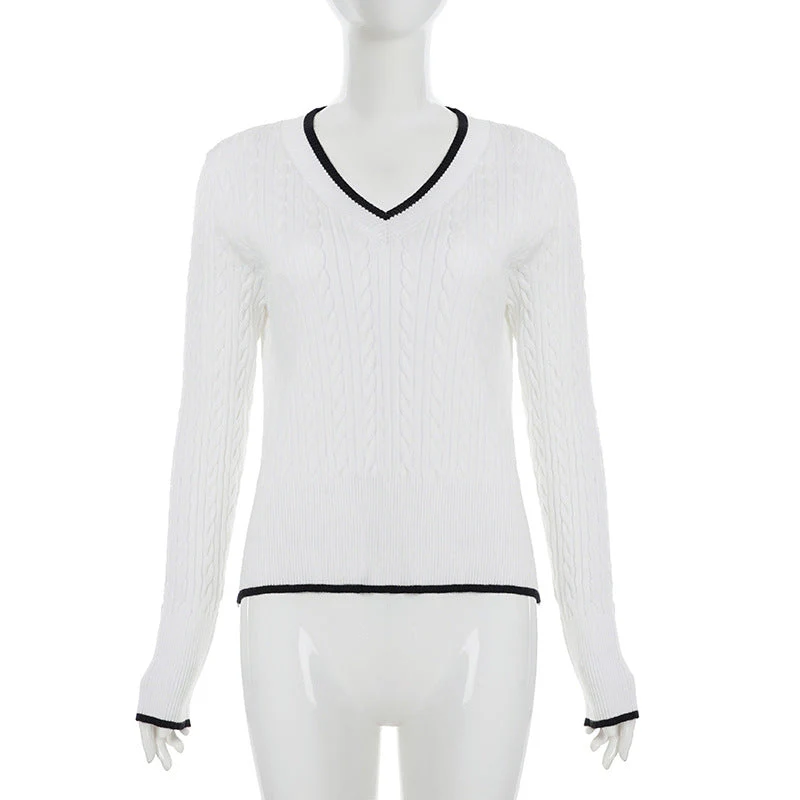 V neck long sleeve knitted top - Image 2