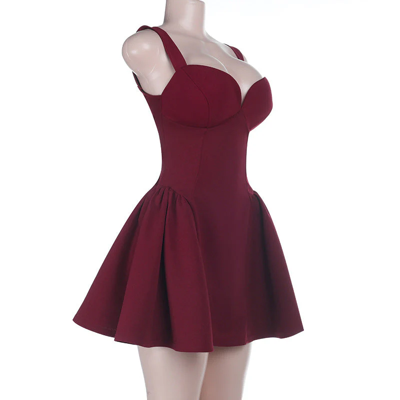 V neck ruched zip-up backless cami mini dress - Image 3