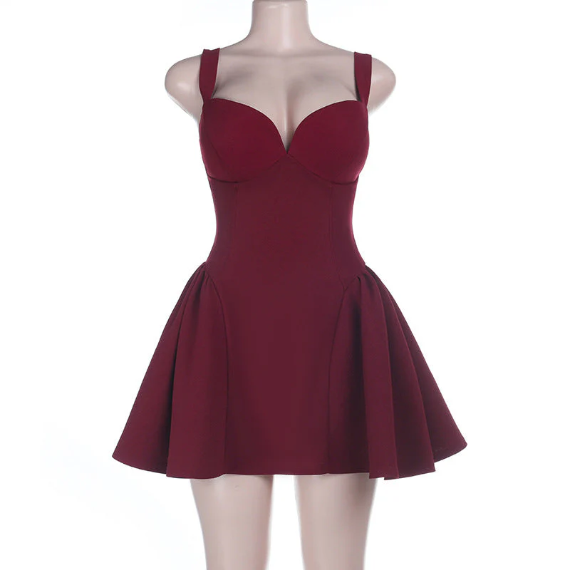 V neck ruched zip-up backless cami mini dress - Image 4