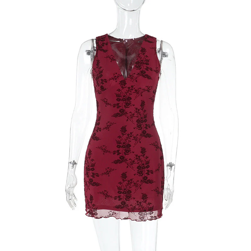 V neck sleeveless mesh mini dress - Image 2