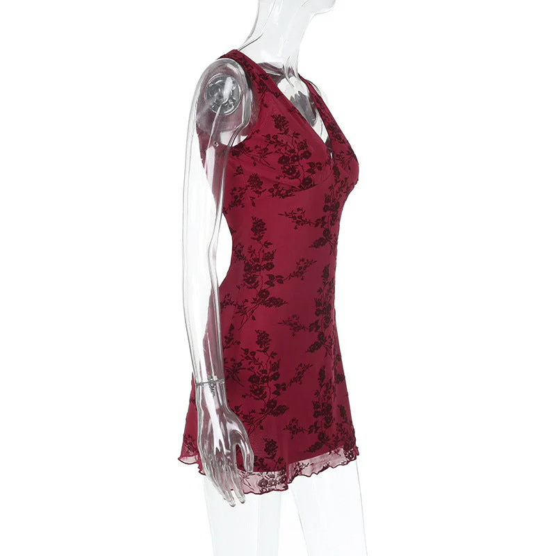V neck sleeveless mesh mini dress - Image 3