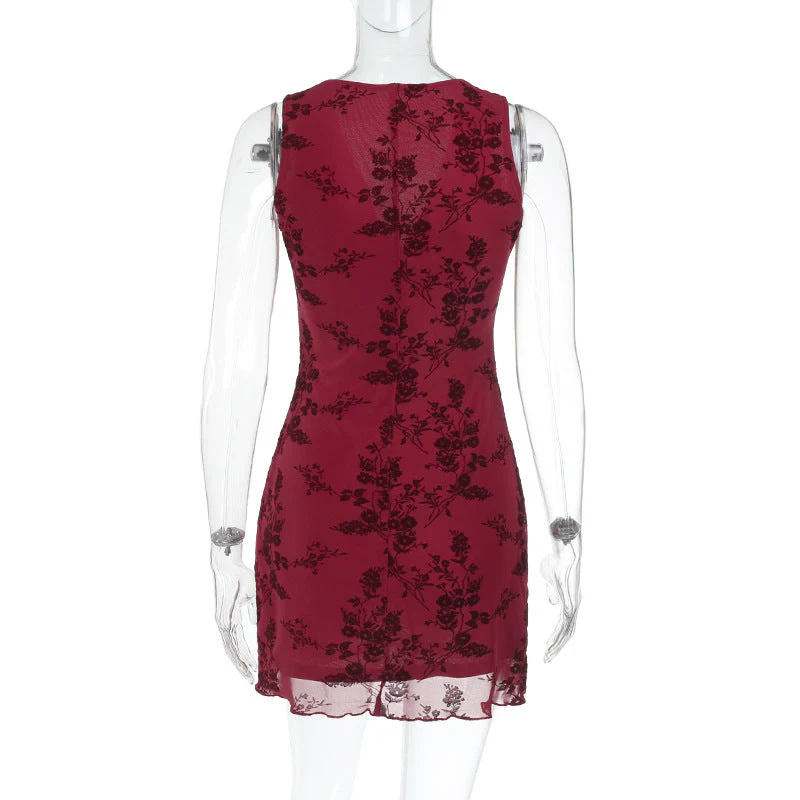 V neck sleeveless mesh mini dress - Image 4