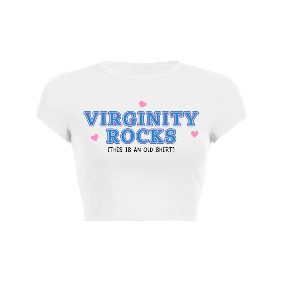Virginity Rocks Y2K Baby Tee - Image 2