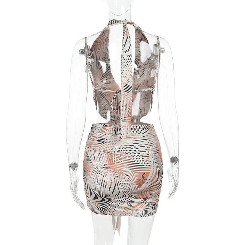 Zebra print halter backless mini dress - Image 2